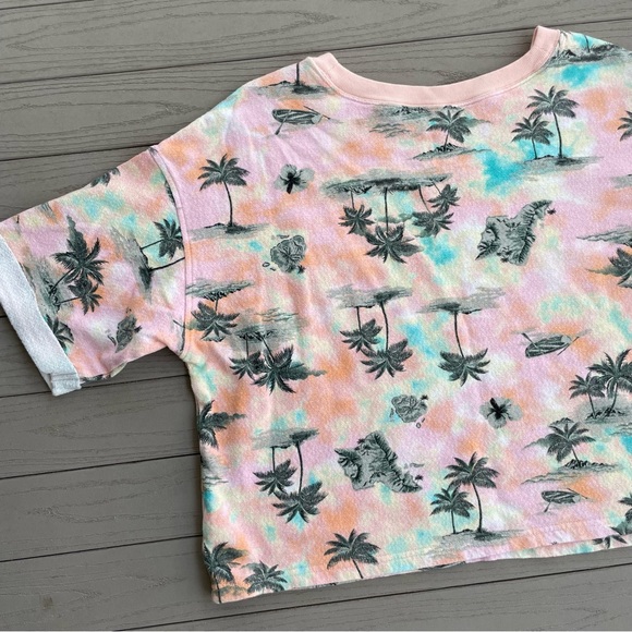 Old Navy Peachy Pink Tropical Terrycloth Crewneck L - Picture 6 of 7